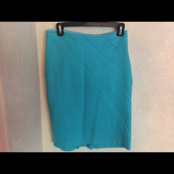 Anthropologie Eva Franco San Pedro Blue Teal Tweed Pencil Skirt 6 - Picture 5 of 8